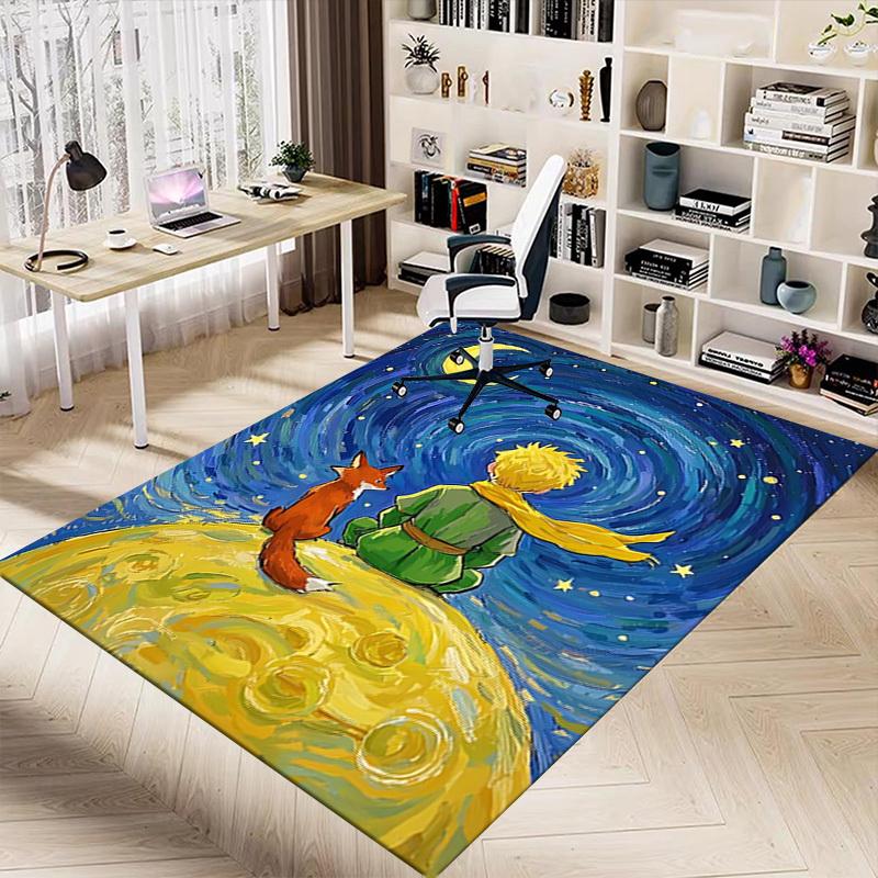 1 pièce Tapis de sol antidérapant extra large Le Petit Prince Lune, Bureau, famille, chambre à coucher, Studio Tapis de grande surface Tapis d'intérieur