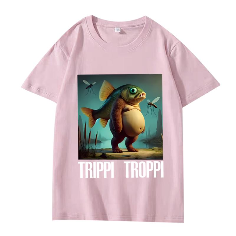 Trippi Troppi  Funny Italian Brainrot Animals Meme Graphic T Shirt Men Women Oversized 100% Cotton Summer Unisex Plus Sizetops
