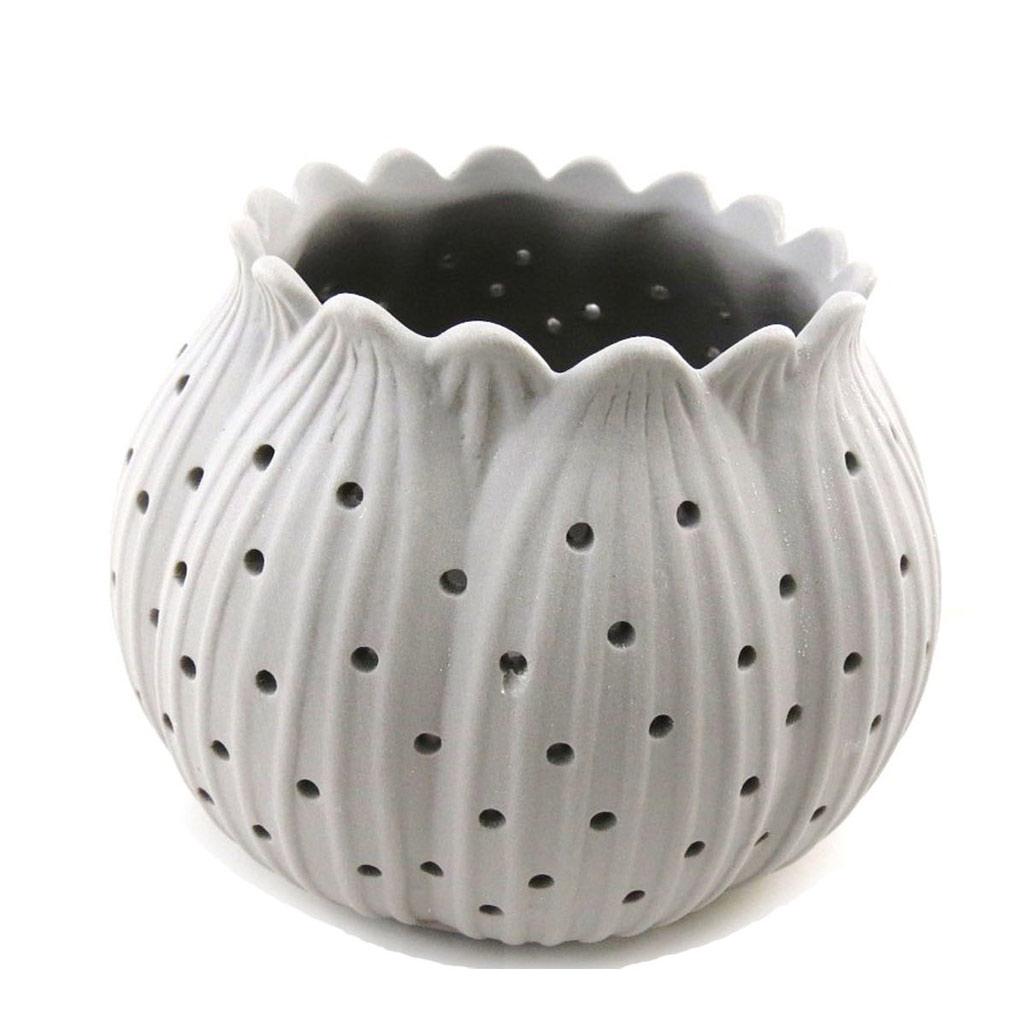 Les Trésors De Lily [J0541] - Gray 'Leaf' Candle Holder