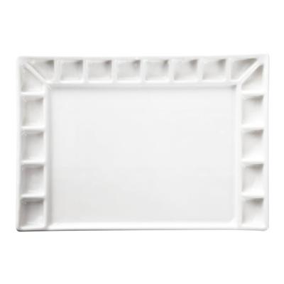 MEEDEN Ceramic Mini Watercolor Palette, 18 Holes & Large Mixing Compartments, Easy To Clean, White, 20.3 X 1.9 X 14 Cm