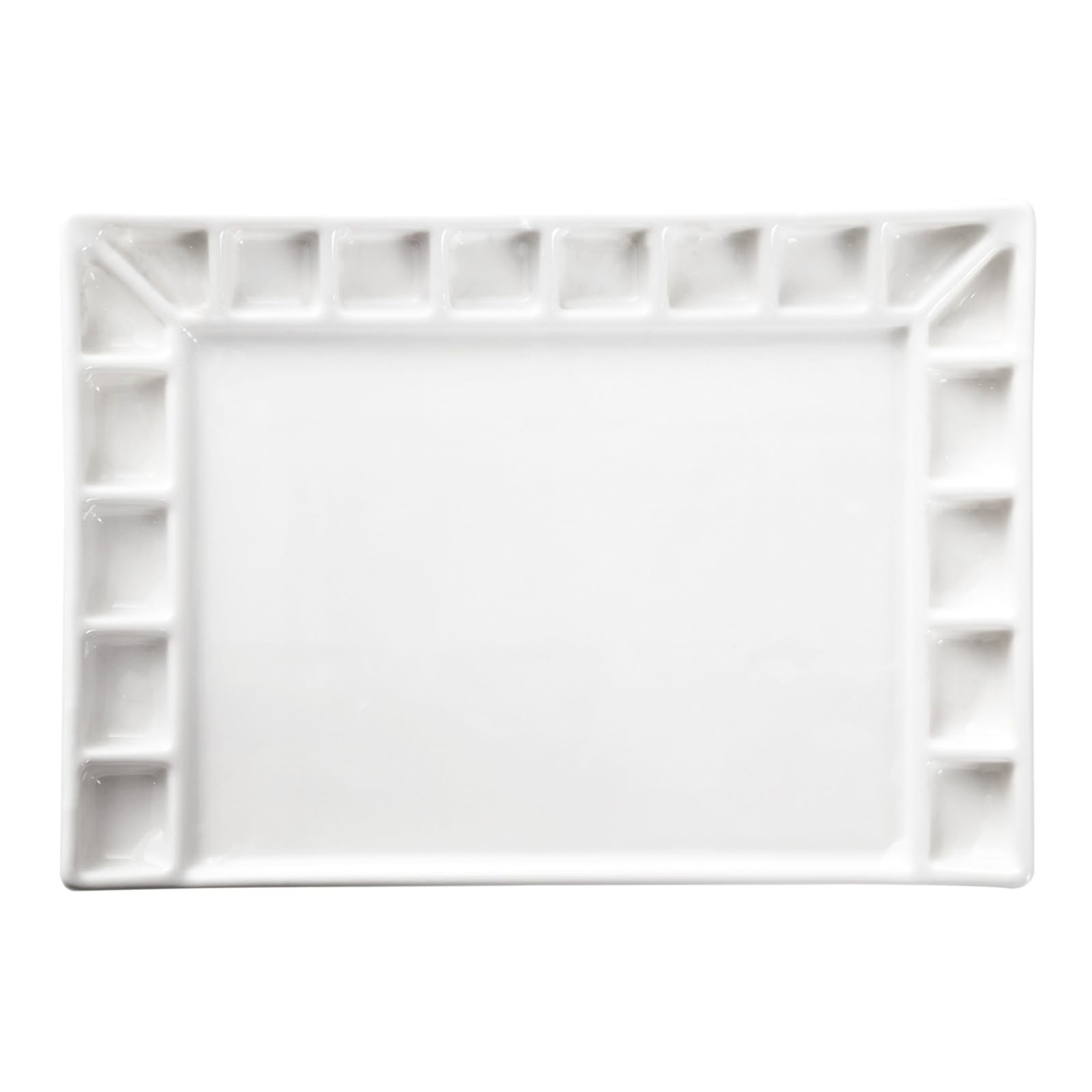 

MEEDEN Ceramic Mini Watercolor Palette, 18 Holes & Large Mixing Compartments, Easy to Clean, White, 20.3 x 1.9 x 14 cm