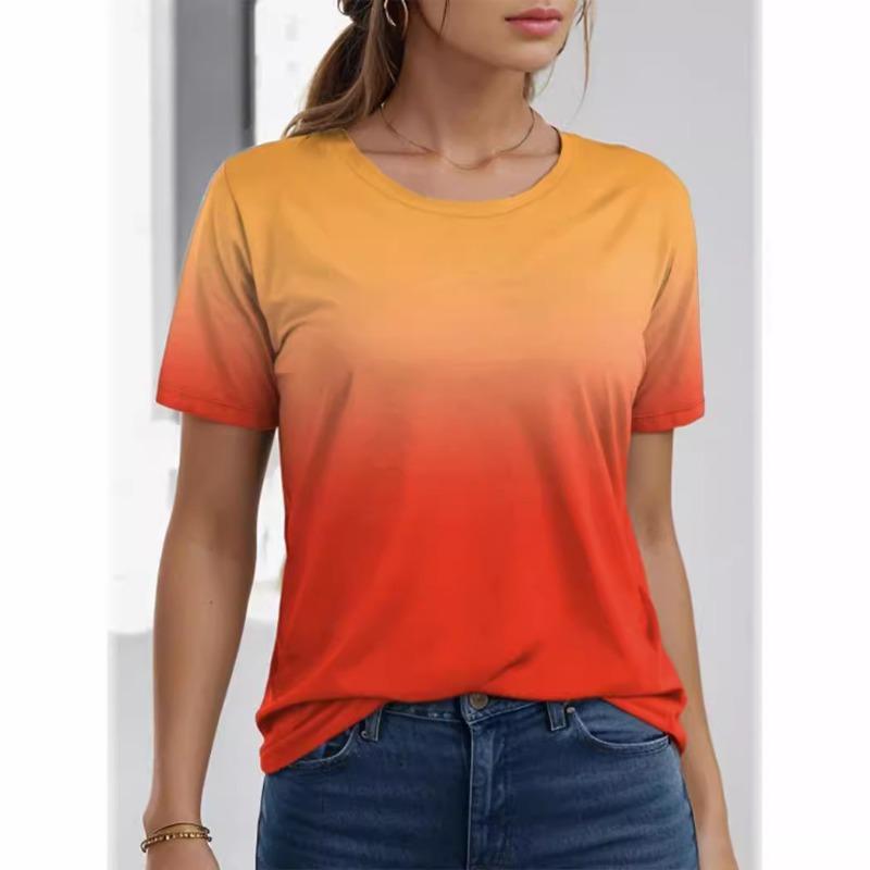 New Summer Colorful Gradient T-Shirts 3D Print Women O-Neck Short Sleeve T Shirt Streetwear Harajuku Y2k Tees Tops Female Clothing