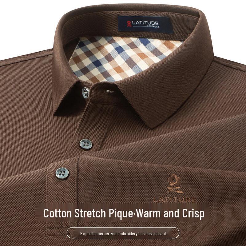 MONTAGUT Pánské luxusní měkké polo triko s dlouhým rukávem