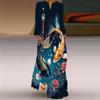 Chinese Style Dress Fancy Carp Pattern Print Long Sleeve Dress Travel Photography Stage Show Performance Costume