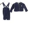 Celine Made In Japan Long Sleeve Velor Cardigan 90 Navy Romper Set Kid's Used