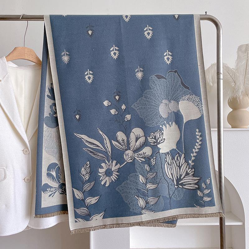 Imitation Cashmere Scarf Versatile Printed Warm Air Conditioner Shawl With High-End Fashion Scarf Women