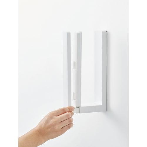 Yamazaki Tower Kitchen Paper Holder with Stopper, Magnetic, White, Approx. W5 x D10.2-17.5 x H24.5cm, One-Hand Tear, Model 3398