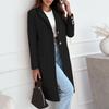 Winter Women Woolen Coat Warm Thick Mid Length Overcoat Button Closure Pure Color Turn Down Collar Formal Business OL Commuting Jacket