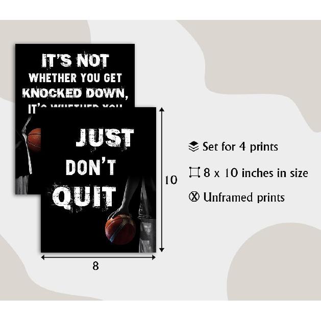 LNLAGBO pirational Basketball Wall Art Prints,Basketball Art Prints,Sports Canvas Posters for Sports Fans Boys Guys Room Dorm Bedroom Wall Decor,Set