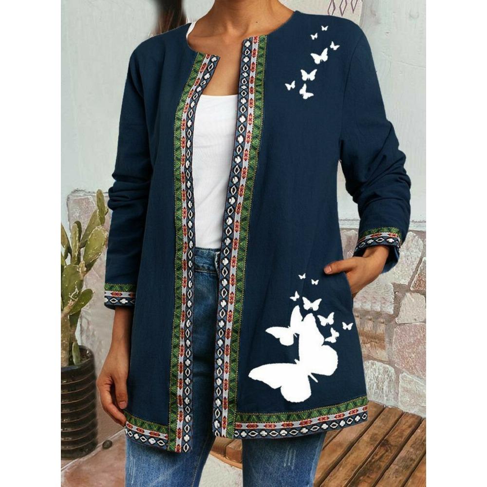 

GMXIA осень зима винтажный этнический стиль принт большой размер куртка кардиган женская одежда XXXXXL