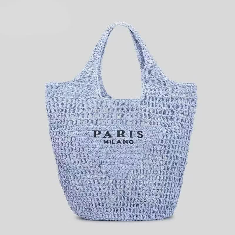 Handdun Embroidered Straw Handbag