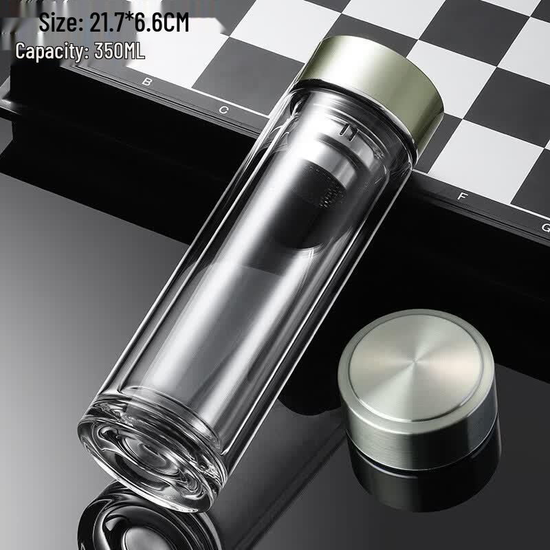 High Borosilicate Double-Layer Glass Tea Infuser Cup