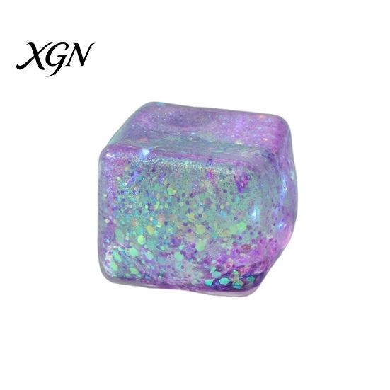 Squeeze Toy Ice Cube with Glitter Slow-Rising Water TPR Fidget Blingbling Stress Reliever for Relief Portable Decompression Gadget Kids Adults