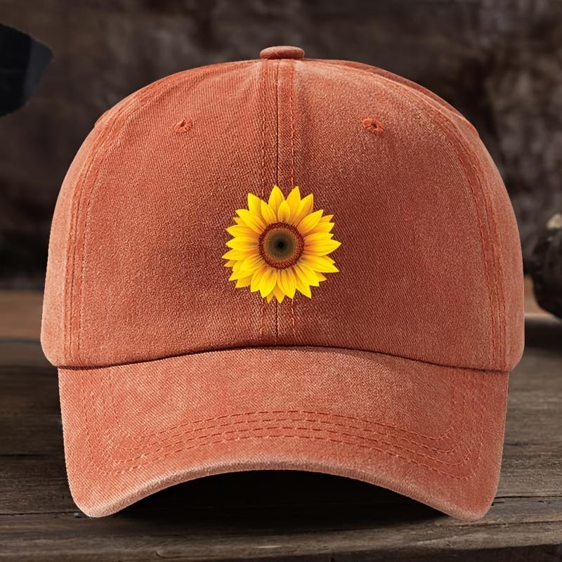 Fashionable Sunflower Flower Printed Baseball Hat Versatile Outdoor Leisure Fishing Sunshade Duck Tongue Hat Travel