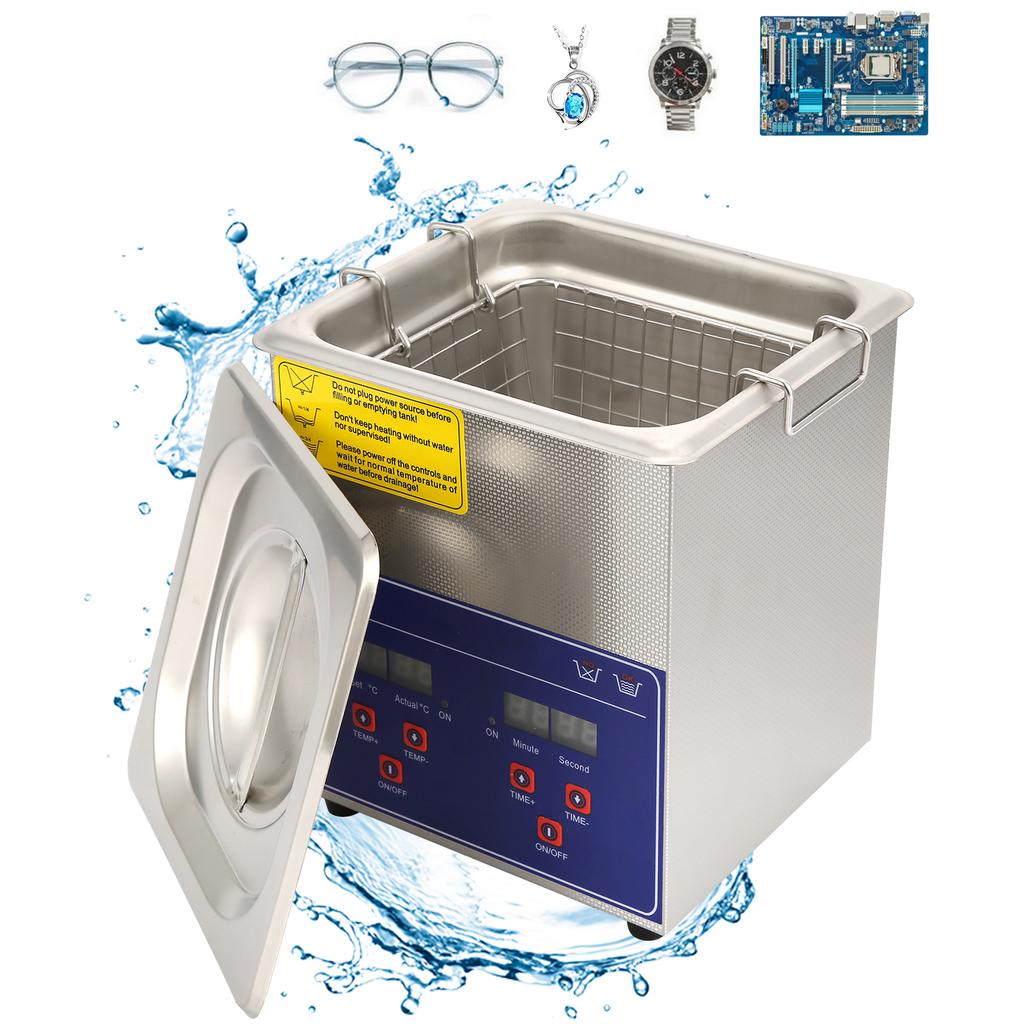 Industrial Ultrasonic Cleaner Digital Stainless Steel Heater Timer Cleaning Equipment 2L PS‑10A