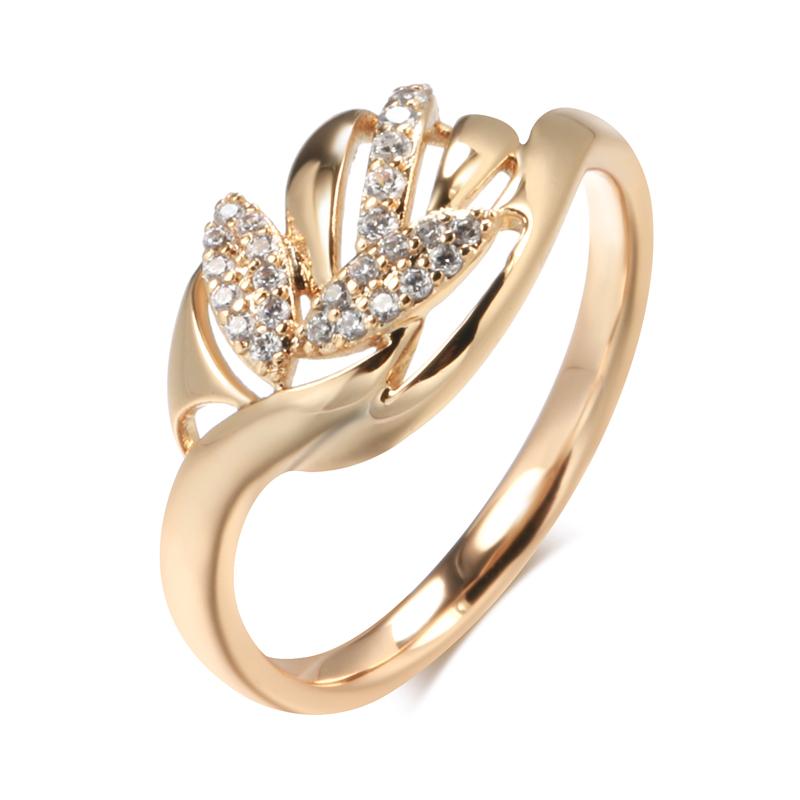 

Kinel винтажные кольца с листиком циркона для женщин, ювелирные украшения цвета розового золота 8