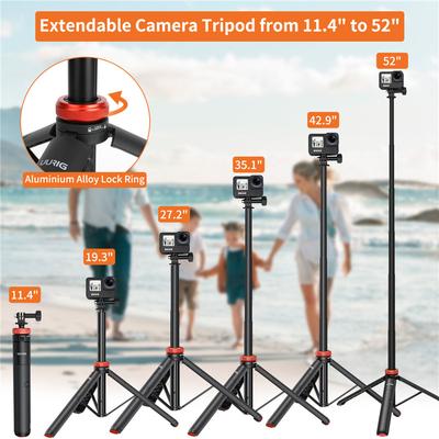 Aluminum Extend Selfie Stick Tripod Mini Portable Vlog Tripod for Gopro Hero 13 12 11 Osmo Action Insta 360 X4 X3 Action Camera