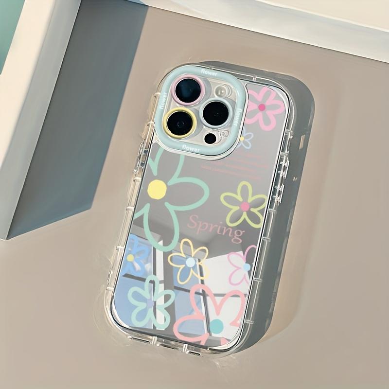 New Mirror Design Phone Case For iPhone 16 17 15 14 13 11 12 Pro Max 16E 17E X XR XS 7 8 Plus Cute Dopamine Flower Soft Cover
