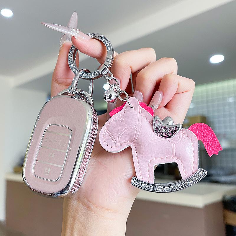 Premium Women's Car Key Case for Honda Accord, Civic, CR-V, Fit, Odyssey, Vezel, Lingpai, and XR-V