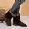 Fashion Fashion Knitted Tassel Snow Boots Women 2025 Winter Comfort Flat Heel Fur Ankle Boots For Woman Short Plush Non Slip Furry Shoes