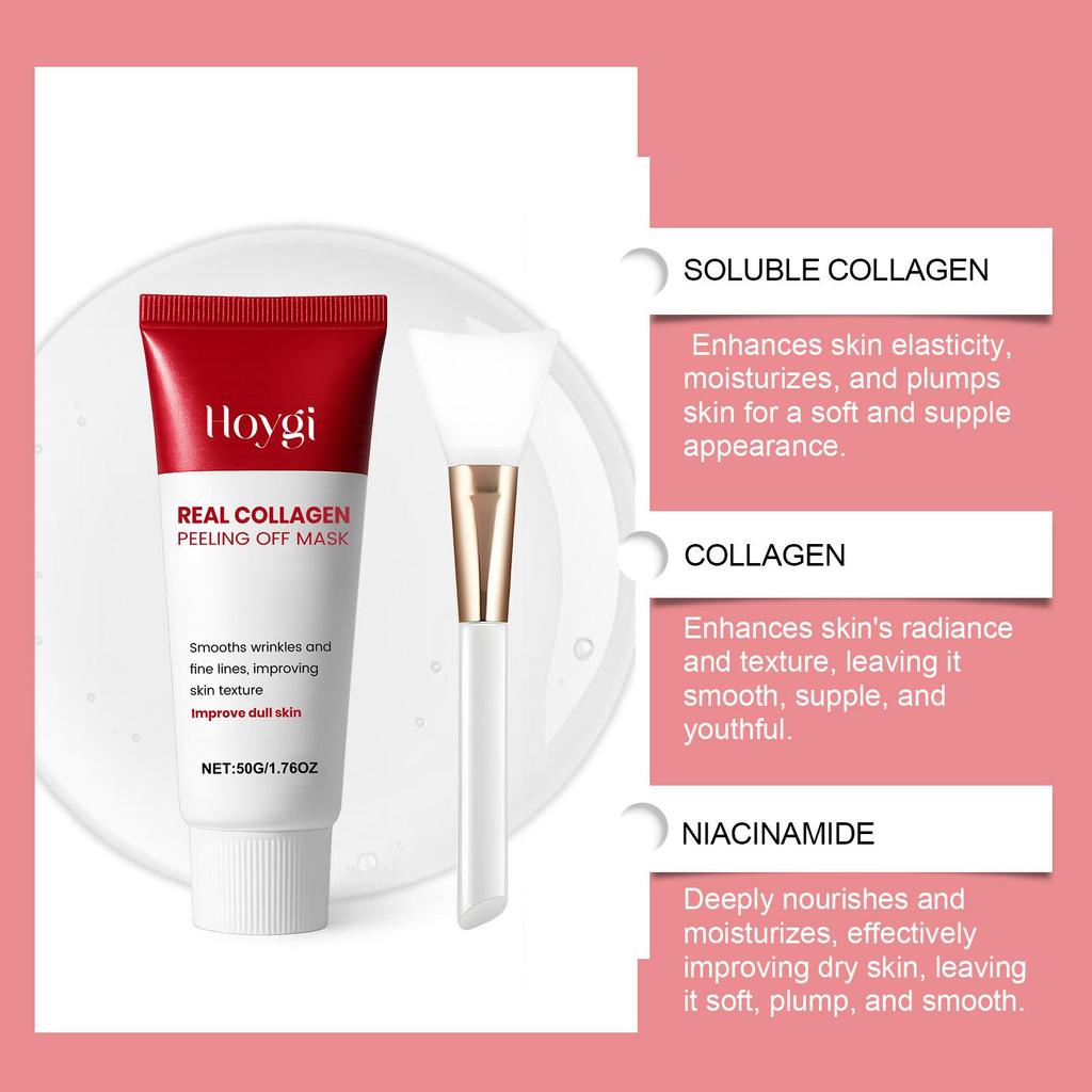 Hoygi Collagen Peel-Off Mask 50g: Gently Cleanses the Face, Exfoliates, Reduces Wrinkles, Hydrates and Moisturizes, and Nourishes the Skin.
