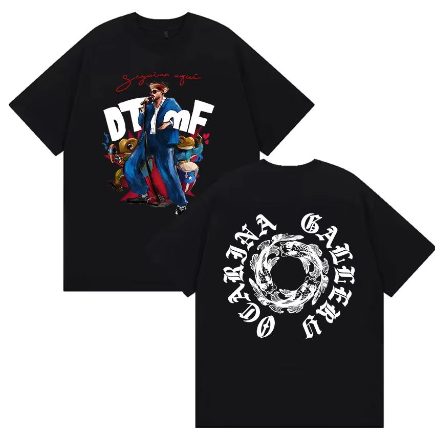 Rapper Bad Bunny DTMF Heavyweight Graphic Print TShirt Unisex Women Casual Fashion Cotton Short Sleeve TShirts Y2k Streetwear S