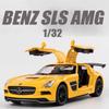 1/32 Scale Diecast Benz SLS AMG Alloy Super Sports Car Model Simulation Sound and Light Toy Holiday Gift for Friends Collect