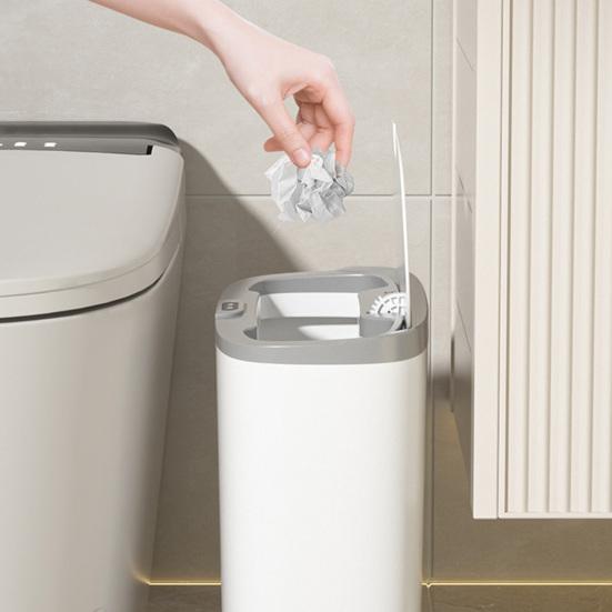 Space Saving Cabinet Trash Bin Motion Sensor Can, Wall Mounted Narrow Gap Garbage with Touchless Kitchen Container Automatic Open Lid, Hands Free for