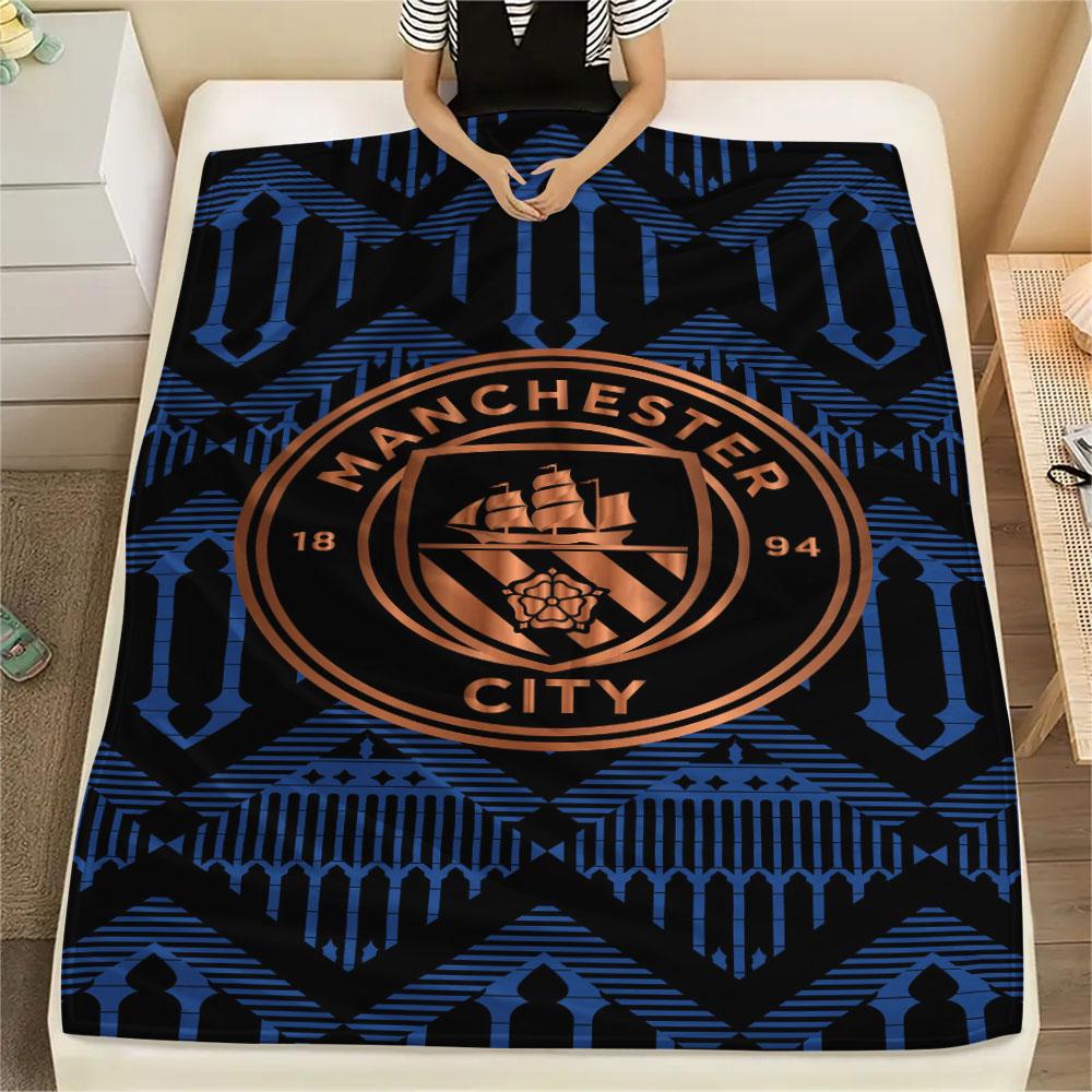 Man City Printed Flannel Blanket, soft throw for bedroom sofa, washable, fan merchandise, great gift.