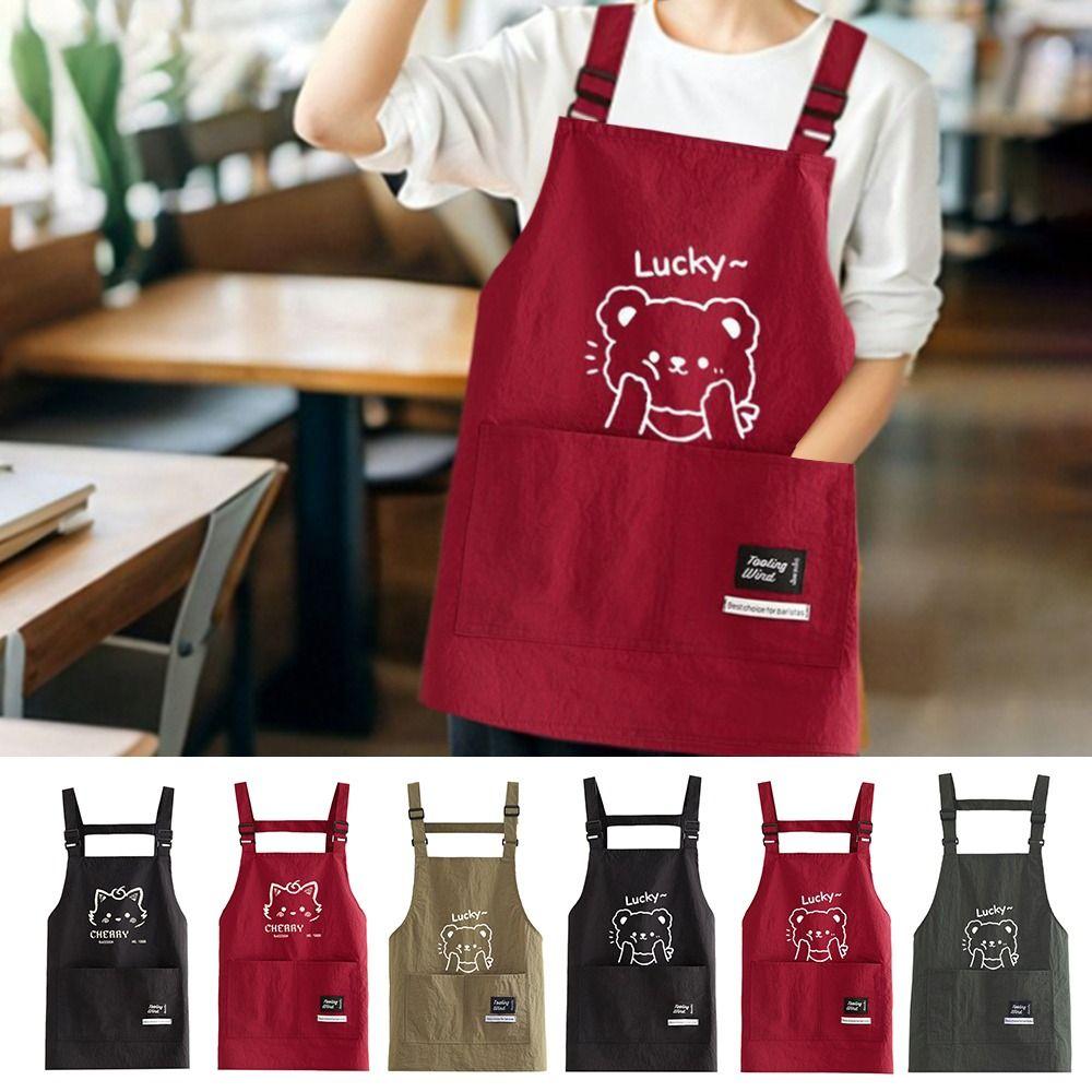

Anti-fouling Kitch Apron Waterproof Cooking Baking Bibs Cute Cooking Smock for Home Kitchen Red/B