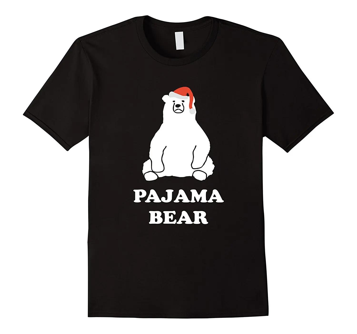 

Funny Christmas Pajama Bear Santa Hat TShirt 100 Cotton ONeck Summer Short Sleeve Casual Mens Tshirt Size S3XL S