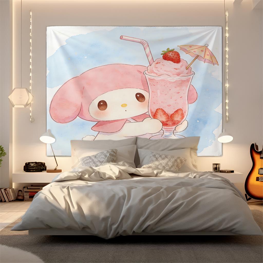 Sanrio Characters Tapestry Cute Cartoon Wall Hanging for Bedroom Living Room Dorm Home Decor Aesthetic Gift