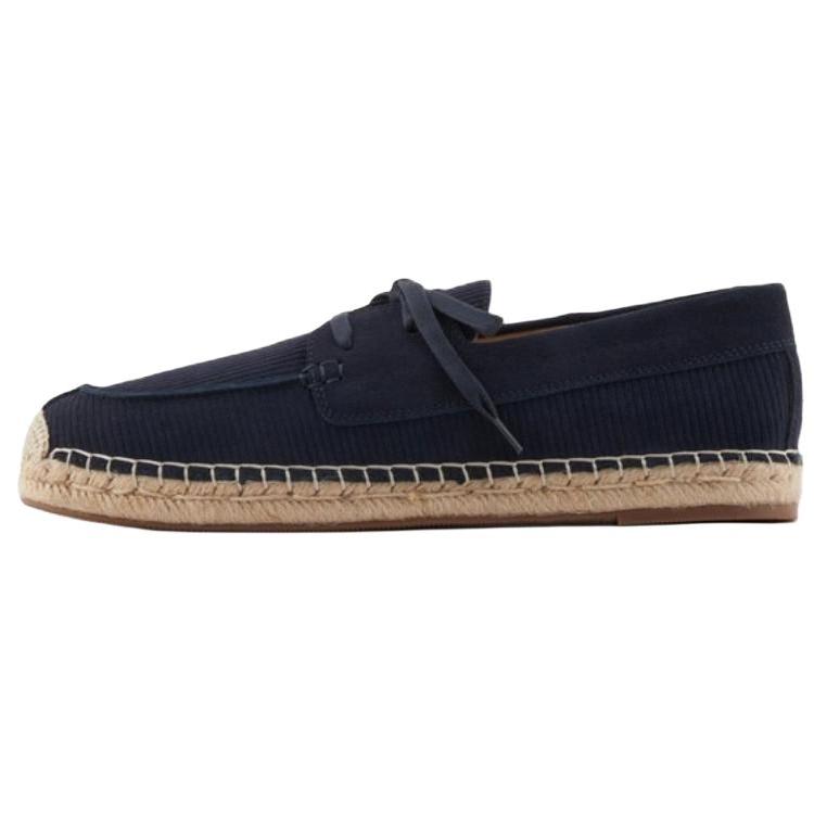 Emporio Armani Suede Leather Round Toe Lace-Up Casual Espadrilles Fisherman Shoes Men shoes Navy-Blue X4S032XR339N151 45