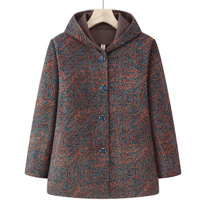 

Ji female trench coat aged old lady jacket hooded cardigan gown 5XL (recommended 145-80 kg) синій