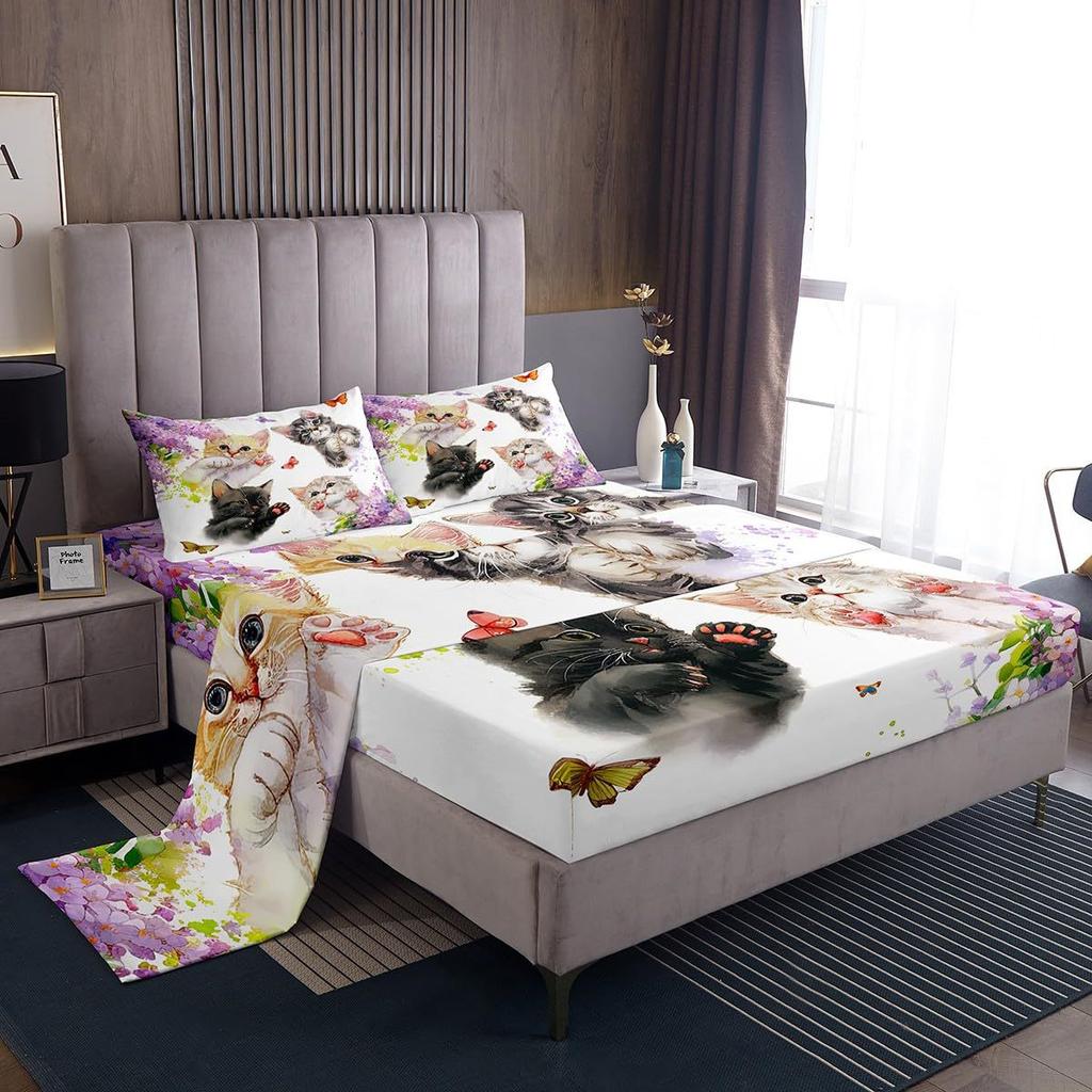 Ocean Animal Shark Pattern Bed Hat Four-Piece Bedding Set Bedroom Dormitory Bedding Decoration