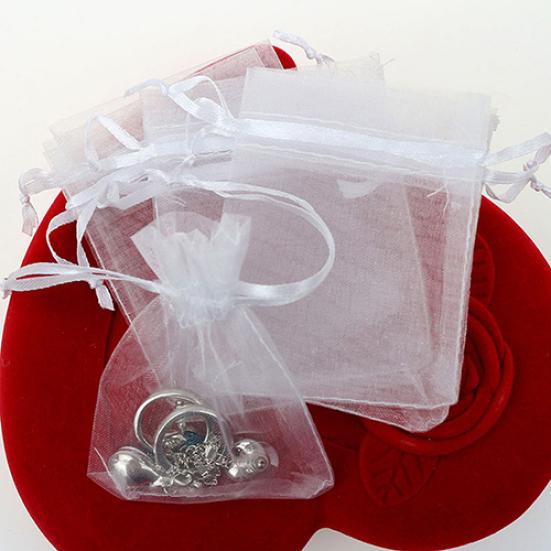 50 Pcs Pure Color Organza Wedding Drawable Pouch Jewelry Package Gift Bag