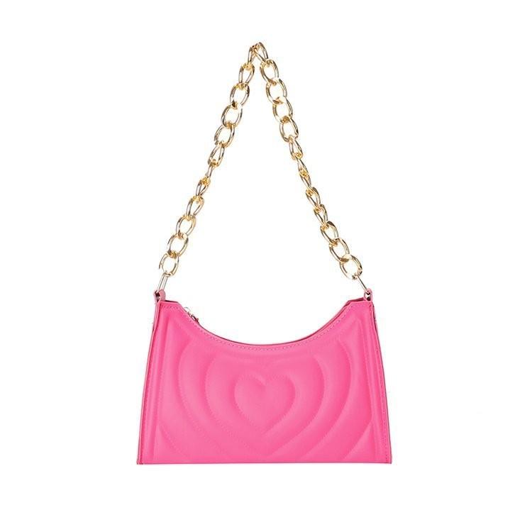 Stylish 2024 Fashionable Women s Underarm Bag Sleek Small Crossbody With Chain Detail фуксия