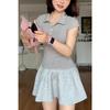 Sports and leisure gray POLO collar skirt summer new fashion versatile commuter age-reducing splicing dress