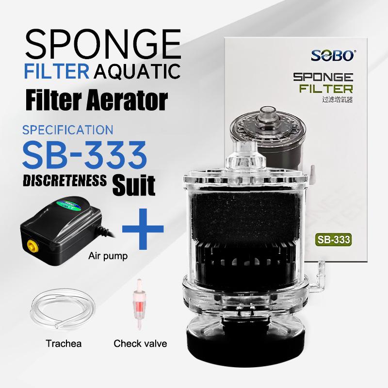 Aquarium Filter Fish Tank Shrimp Pond Air Pump Biochemical Sponge Filter Fish Tank Bio-Sponges With Media Ball Oxygen Increasing