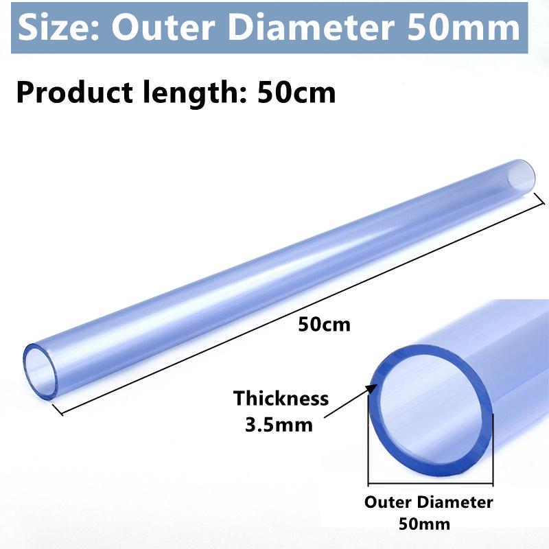 1 Stück Außendurchmesser 16~110mm PVC-U Transparent Blau Rohr Aquarium Fischbecken Schlauch Garten Bewässerung Bewässerungszubehör 50cm Lang