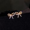 Elegant Fairy Bow Earrings Femininity Diamond Earrings No Piercings Luxury Girl Heart Earrings
