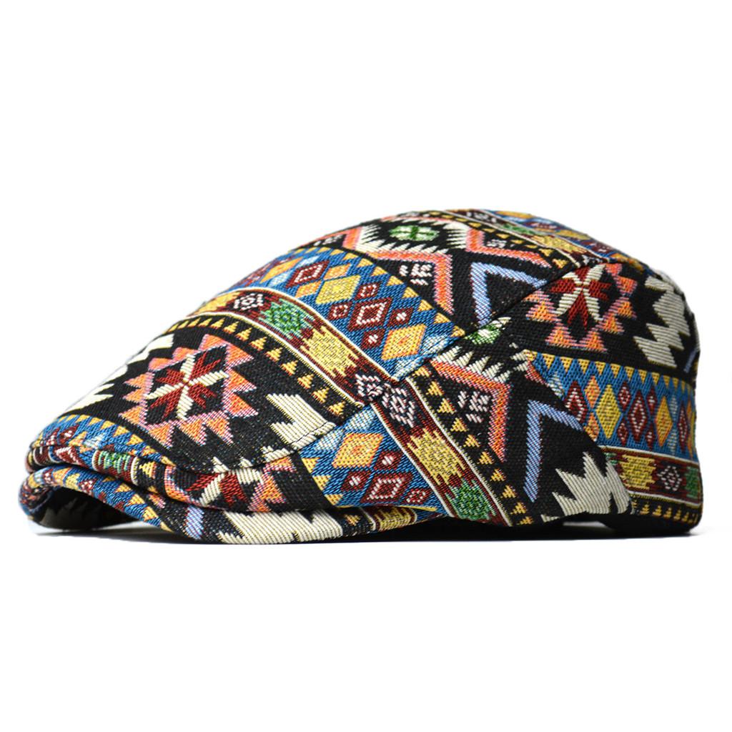 

British Vintage Beret Cap With Patterned Jacquard Fabric For Autumn Winter Wear чёрный