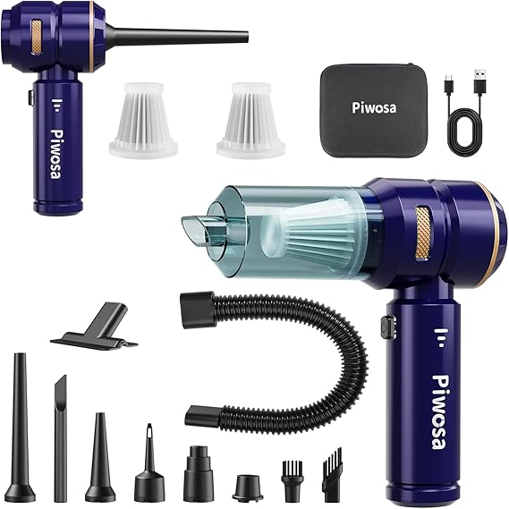 Handheld Vacuum Cordless, Car Vacuum Cleaner with Brushless Motor, Strong Suction Vacuum & Compressed Air Dusters with LED Light