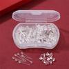 Transparent Ear Piercing Studs with Backs, 2-Compartment Box for Healing Women’s Earrings, Plastic Sticks