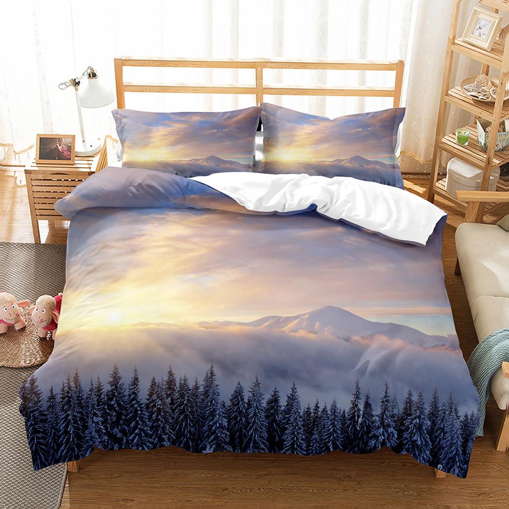 Sada povlaku na přikrývku Snowflake Zimní téma Polyesterový povlak na přikrývku Velikost Twin Full Pro Děti Dospívající Dospělé Dekorace do ložnice Ložní souprava