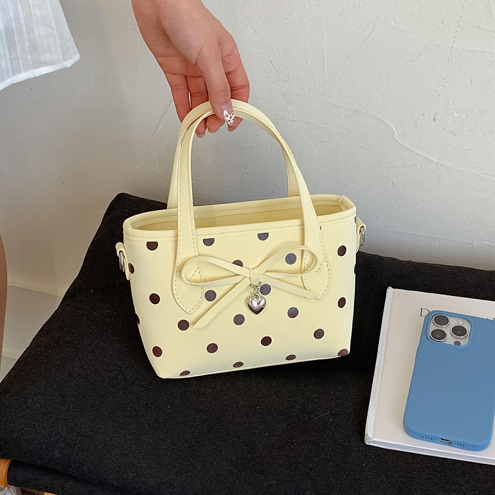 Women's Small Handbag, Sweet Style Polka Dot Bow Bucket Bag, Shoulder Bag, Crossbody Bag, Everyday Shopping Bag, Dating Bag, Commuting Bag