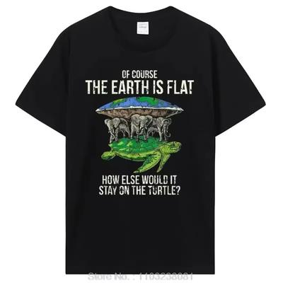 Grappig Flat Earth Society T-shirt Schildpad Olifanten Grafisch Katoen Streetwear O-Hals Harajuku Hip Hop T-shirt Heren Korte Mouw Top