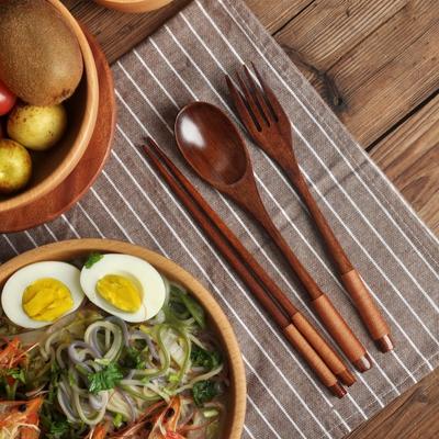 Japon Retro Lehçe Tahta Kaşık Çatal Çubuklarını çatal bıçak kaşık seti Ramen Miso Çorba Ev kaymaz Saplı Ahşap Yemek Takımı