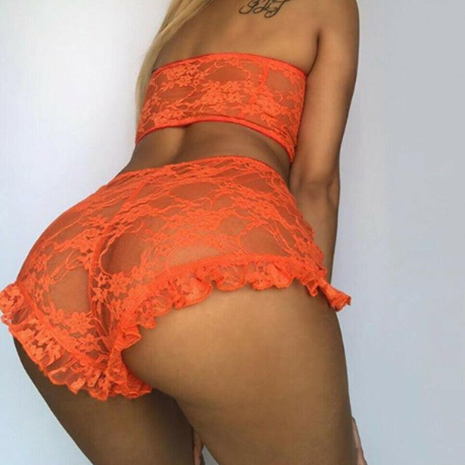 

Женский сексуальный модный интересный плотный кружевной полый галстук, комплект из двух предметов XXL оранжевый