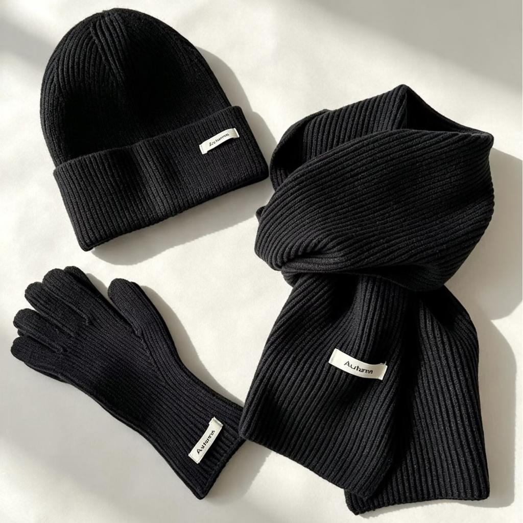 Sada 3 kusů Zimní čepice Šála Dotykové rukavice Unisex Pletená Teplá čepice Nákrčník Sada rukavic Pro podzimní zimu Venkovní Denní nošení